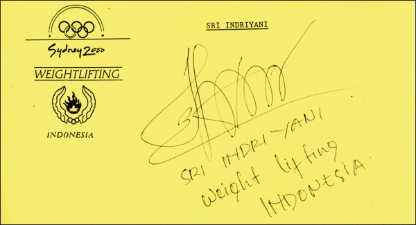 Indriyani, Sri: Olympic Games 2000 Autograph Weightlifting Indone