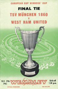 Eurocup Final Winners Cup TSV 1860 München - West Ham United. 19th May 1965 Wembley Stadium