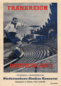 Deutschland - Frankreich, Hannover, 16.10.1954. Programm zum Fußball - Länderspiel.