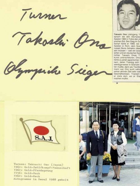Ono, Takashi: Autograph Olympic Games 1956-60 Gymnastics