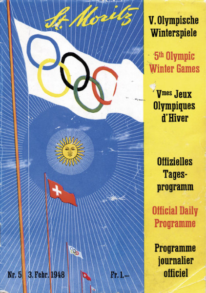 V.Olympische Winterspiele St.Moritz 1948. Offizielles Tagesprogramm Nr.5, 3.2.1948.