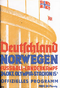Deutschland - Norwegen 24.10.1937. REPRINT