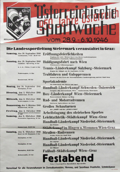 Poster Austrian Sports Week. 86x60 cm.