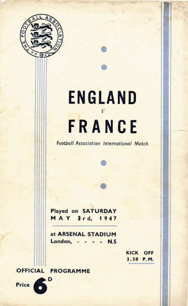 Football Programme 1947 England v France