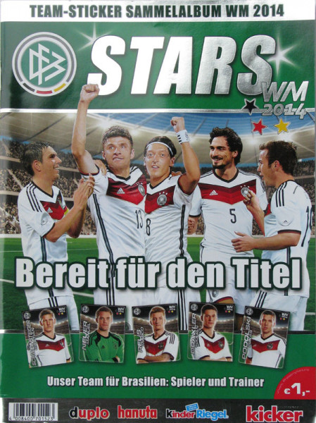 Stars WM 2014. Team-Sticker Sammelalbum WM 2014. Bereit für den Titel.