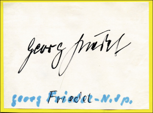 Friedel, Georg: (1913-1987) S/W-Foto mit original Signatur