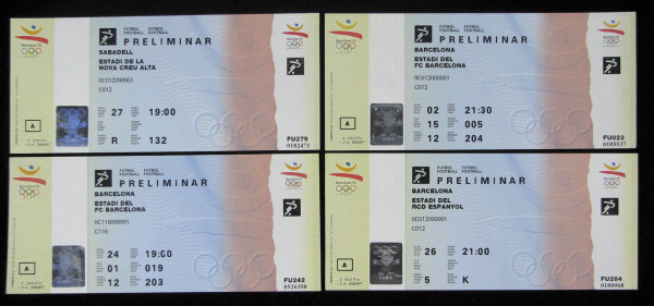 Ticket: Olympic Games 1992.4 tickets Football