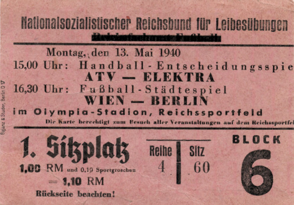 Berlin - Wien Ticket 1940, Eintrittskarte 1940