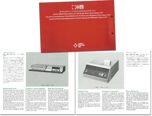 Seiko Official Timing Systems for Xith Olympic Winter Games, Sapporo 1972.