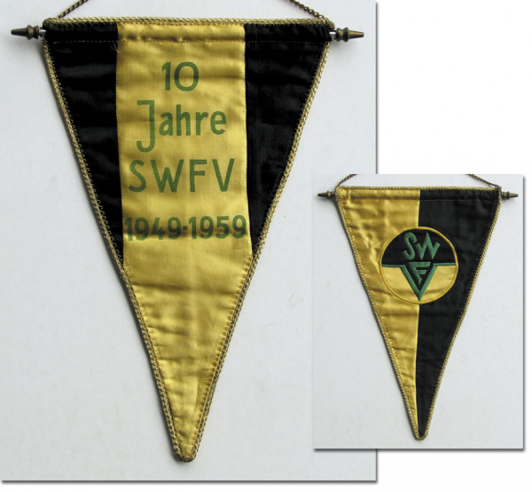 Wimpel mit beflockter Schrift "10 Jahre SWFV 1949-, SWFV - Wimpel