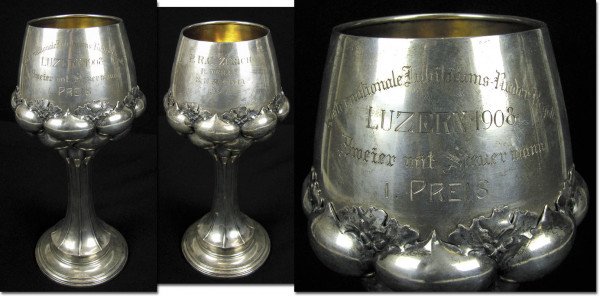 Silver-plated chalice Rowing 1908 Luszern