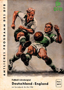 Deutschland - England. Offizielles Länderspielprogramm vom 26.5.1956.