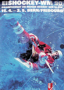 Werbeplakat "Eishockey-WM 90", Plakat Eishockey WM