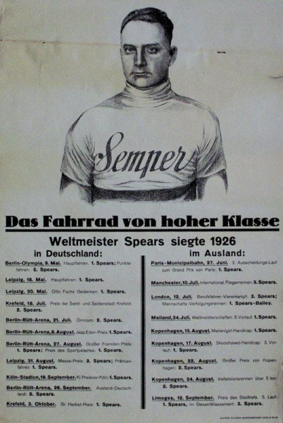 Semper. Das Fahrrad von hoher Klasse; Spears, Plakat - Radsport 1926
