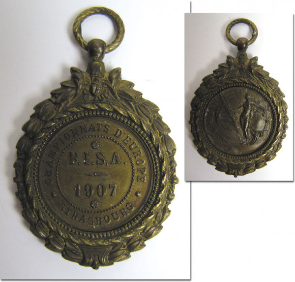 Siegermedaille für den 3.Platz bei der Europameist, Rudern-Siegermedaille 1907