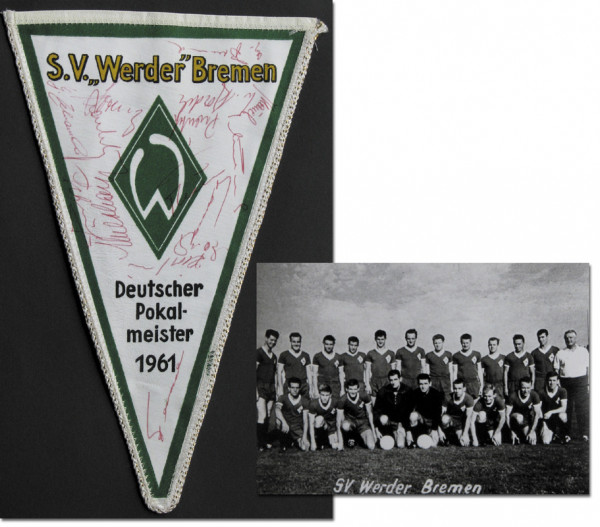 Bremen,Werder - Wimpel: Signierter Wimpel "SV Werder Bremen"