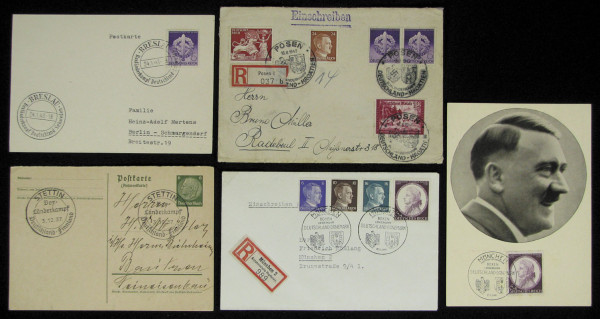 5 Postbelege "Box-Länderkämpfe von Deutschland 193, Boxen 1937-45 D