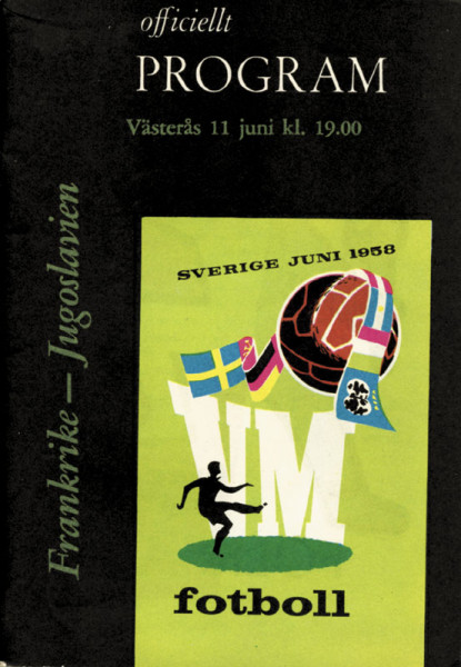Frankrike - Jugoslavien, Västeras 11.6.1958. Officiellt Program.