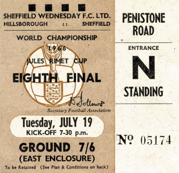 World Cup 1966. Ticket Argentina - Switzerland