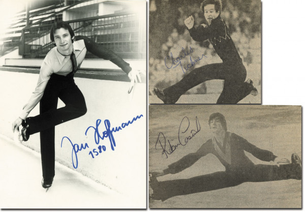 Eiskunstlaufen OSW 1980: 3 Medaillengewinner Herren mit Originalsignaturen