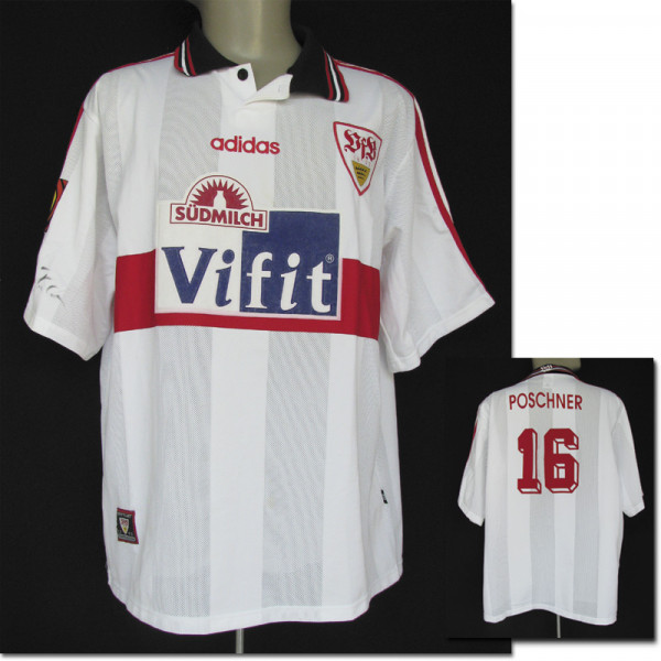 Gerhard Poschner am 20.04.1997 gegen Leverkusen, Stuttgart, VfB - Trikot 1997