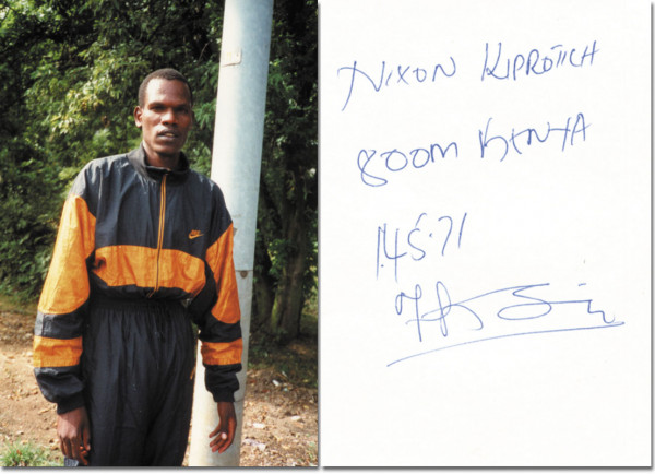 Kiprotich, Nixon: Blancobeleg mit Originalsignatur plus Foto