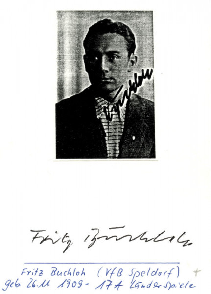 Buchloh, Fritz: Autograph Football Germany. Fritz Buchloh