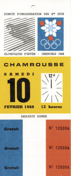 Olympic games 1968 Grenoble. Ticket