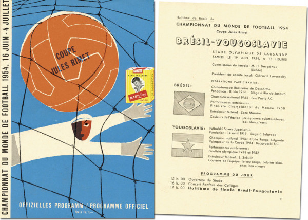 World Cup 1954. Programm Brasil v Yogoslawia