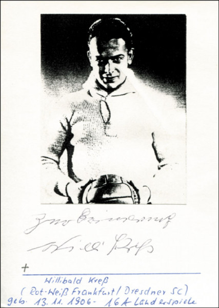 Kreß, Willibald: Autograph German Football. Willi Kress
