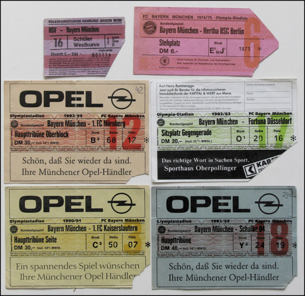 5 Tickets Bayern München 1984 bis 1993, München,Bayern-Tickets