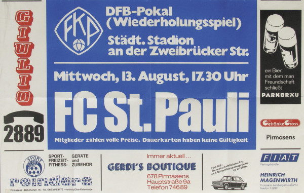 Germann football poster St.Pauli vs Pirmasens