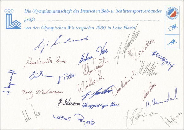 Olympia-Mannschaft 1980: Olympic Games 1980. Autographed Card Germany