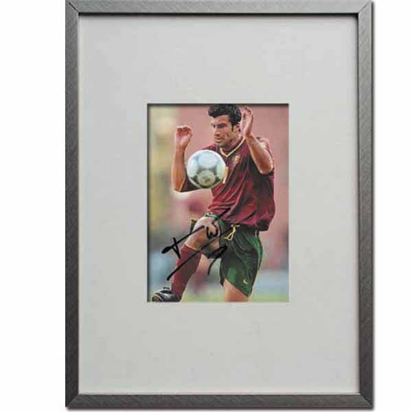 Figo, Luis: Original Autograph im Rahmen