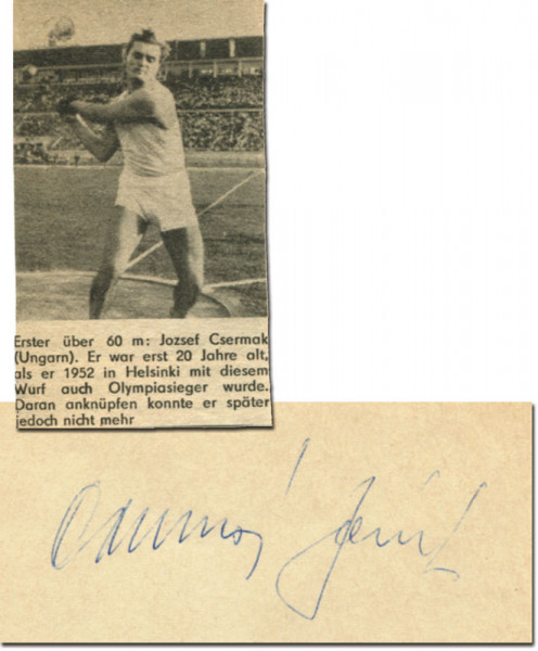 Csermak, Jozsef: Autograph Olympic Games 1952 ahtletics Hungary