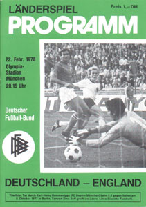 Deutschland - England, 22.2.1978 München.