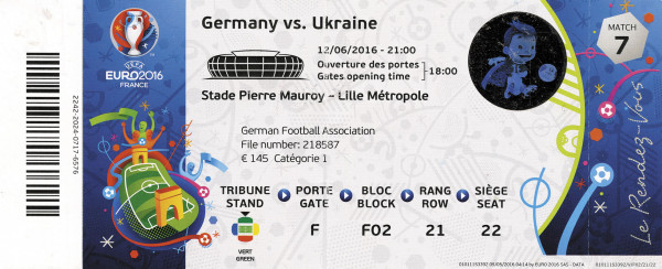 UEFA Euro 2016 Ticket Germany v Ukraine