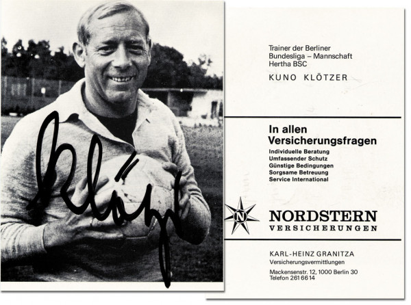 Klötzer, Kuno: Autograph German Football. Kuno Kloetzer