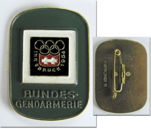 Innsbruck 1964 „Bundes-Gendarmerie“. Bronze,, Teilnehmerabzeichen 1964