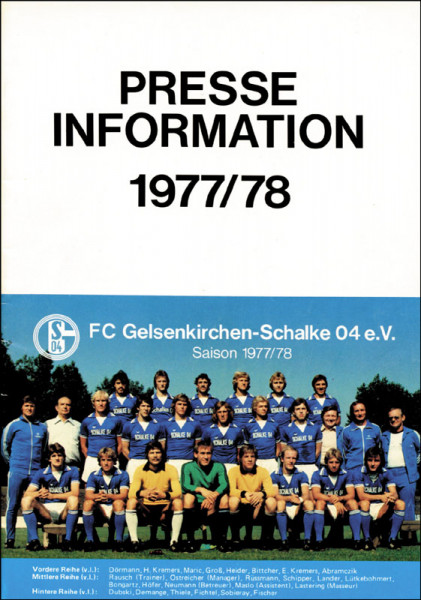 Presse Information 1977/78 FC Gelsenkirchen-Schalke 04 e.V.