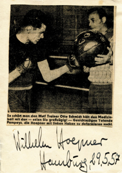 Hoepner, Wilhelm: Boxing Autograph Willi Hoepner