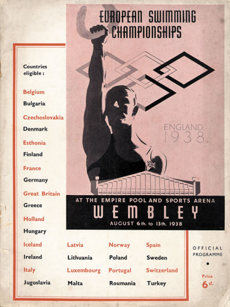 European Swimming Championships England 1938 at the Empire Pool and Sports arena Wembley. August 6th