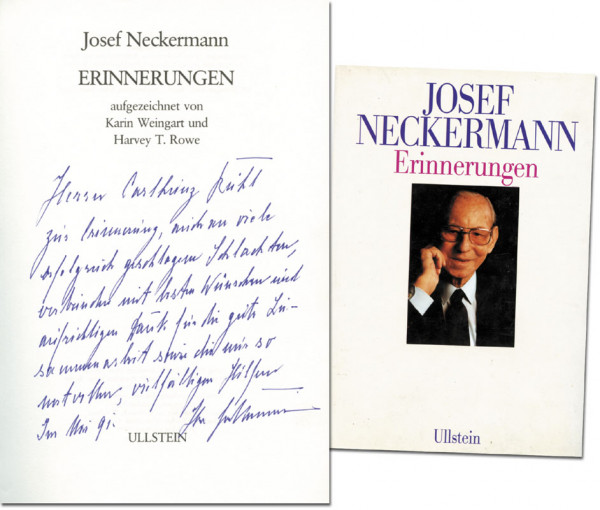 Neckermann, Josef: Widmung im Buch "Erinnerungen"