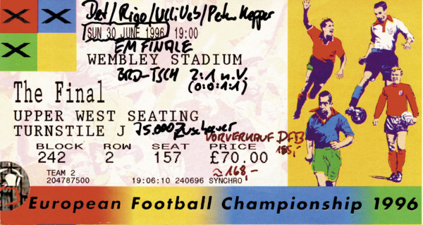 Ticket: UEFA Euro 1996. Germany vs CSSR