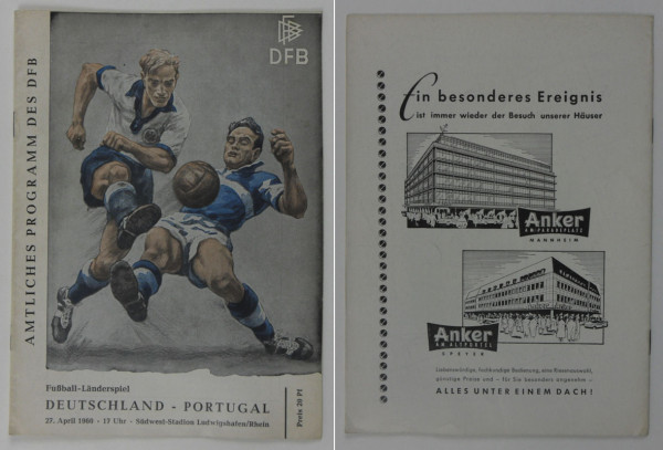 Football Programme 1960 Germany vs Portugal