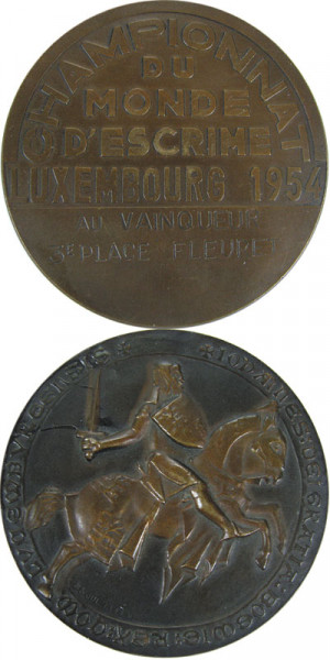 Fencing World Championships 1954. Winner medal