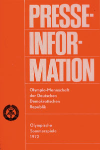 Olympic Games 1972 munich. Team Book GDR