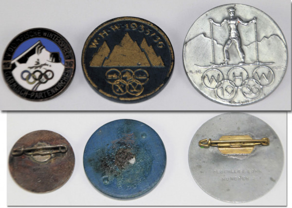 3 verschiedene Abzeichen von den Olympischen 36, Abzeichen OSW1936