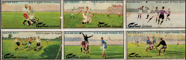 Gartmann-Schokolade Bildserie 608: Augenblicksbilder vom Fußball 1-6 (komplett).