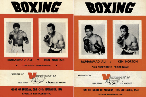 Zwei Programme Weltmeisterschaft im Schwergewicht "Muhammad Ali v Ken Norton 10th September 1973" +